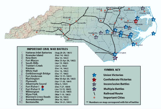 civil war map. North Carolina Civil War Map
