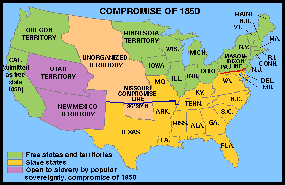 Compromise of 1850 and Popular Sovereignty Map.gif