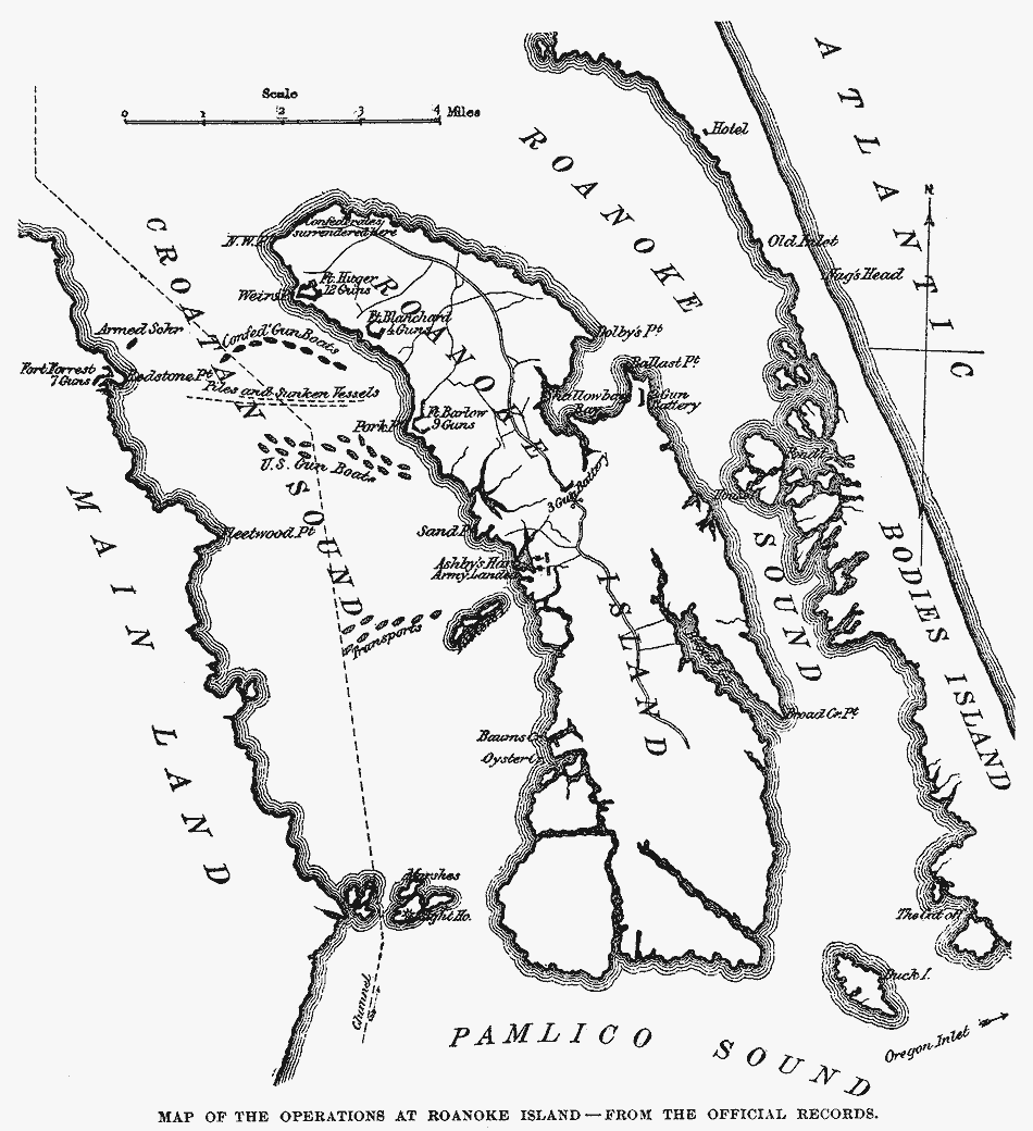 Battle of Roanoke Island Civil War Coast Map.gif