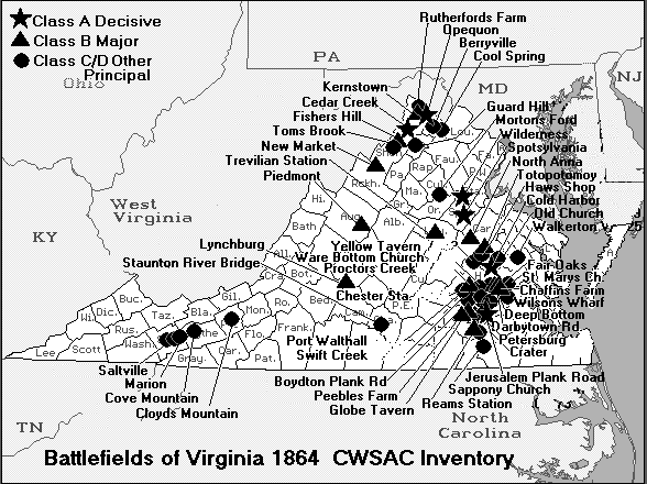 Virginia 1864 Civil War Map of Battlefields.gif